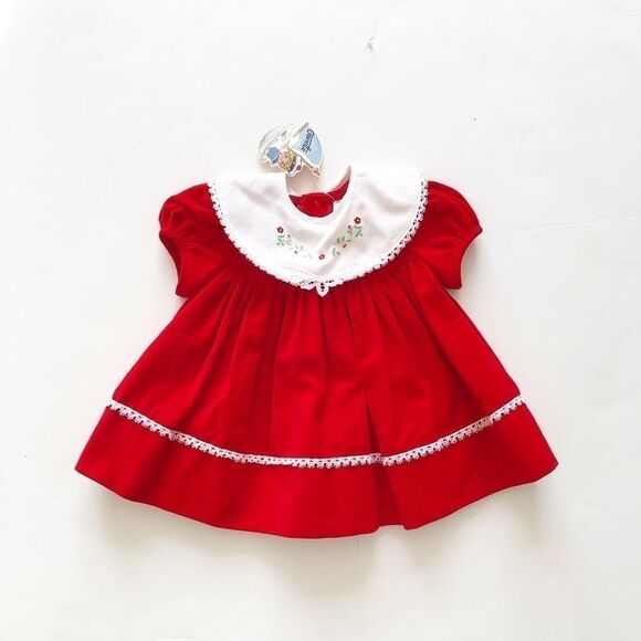 Vintage Gavette NWT velvet dress removable bib 12m - Picture 1 of 6